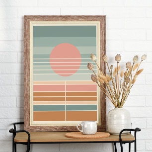 Patrón de arte de franjas de sol retro de medio si