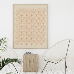 Patrón de arte de la línea Art Decó de Vintage en<br><div class="desc">Patrón de arte de la línea Art Decó de Vintage en Poster Naranja quemado</div>