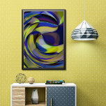 Patrón de arte de ondas radiales retro futuristas<br><div class="desc">Esta impresionante pieza de arte es una excelente manera de añadir un toque único a cualquier espacio vital. Con un claro y audaz esquema de colores de azul, violeta, verde y amarillo, este magnífico diseño seguro será un comienzo de conversación. Su patrón colorido se compone de líneas onduladas que giran...</div>