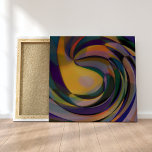 Patrón de arte de ondas radiales retro futuristas<br><div class="desc">Esta impresionante pieza de arte es una excelente manera de añadir un toque único a cualquier espacio vital. Con un claro y audaz esquema de colores de azul, violeta, verde, naranja y amarillo, este magnífico diseño seguro que será el comienzo de una conversación. Su patrón colorido se compone de líneas...</div>