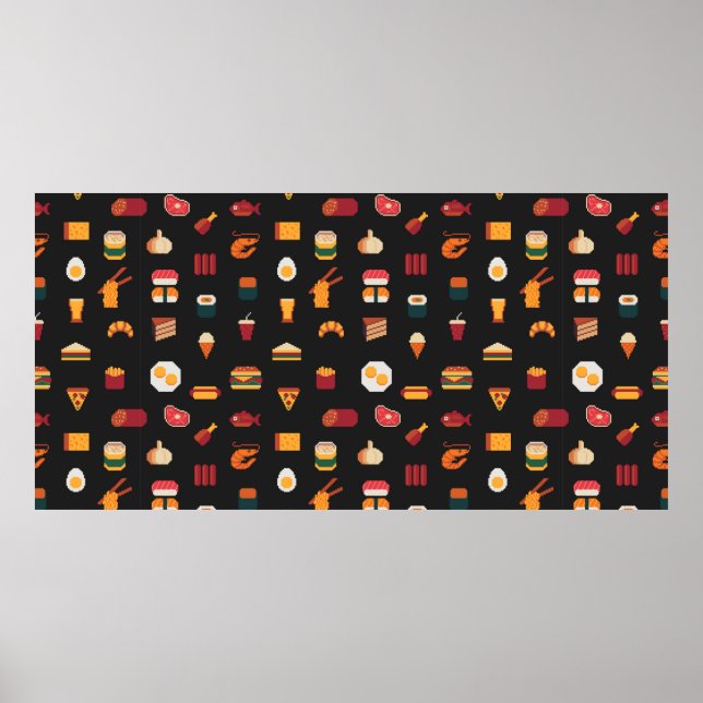 Patrón de arte de píxeles sin fisuras de alimentos (Frente)