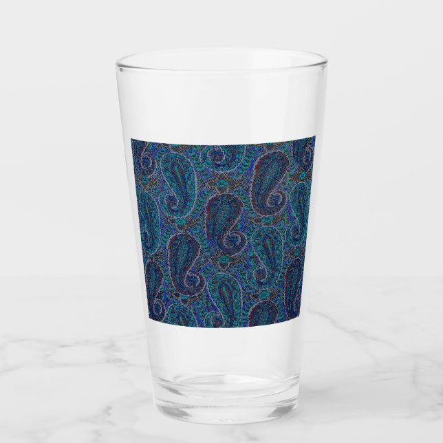 Patrón de arte del Boho indio azul Paisley (Anverso)