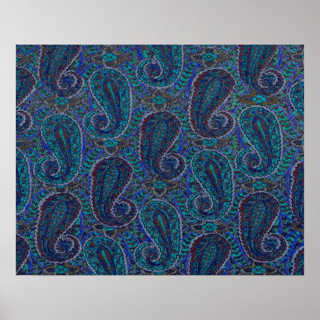 Patrón de arte del Boho indio azul Paisley (Frente)