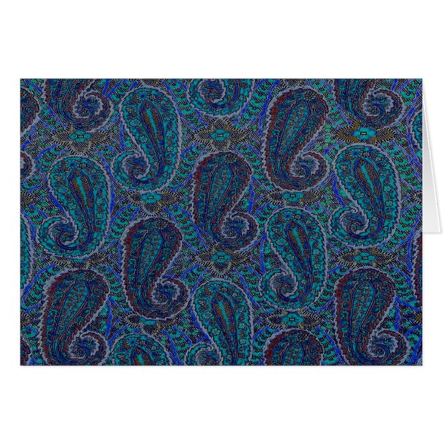 Patrón de arte del Boho indio azul Paisley (Anverso (Horizontal))