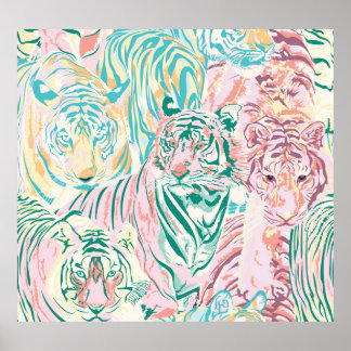 Patrón de arte del tigre de color Pastel