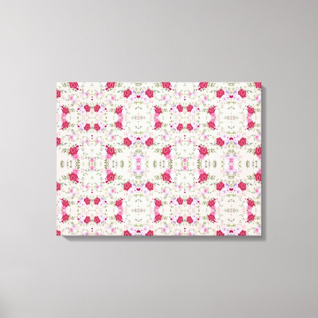 Patrón de arte floral moderno rosa rojo (Anverso)