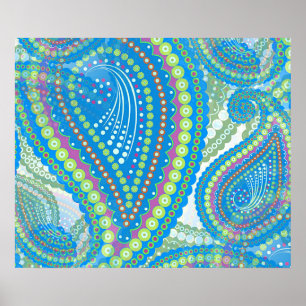 Patrón de Arte Floral Paisley Verde Lima Violeta A
