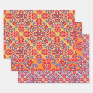 Patrón de arte folclórico escandinavo Hoja de pape