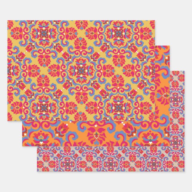 Patrón de arte folclórico escandinavo Hoja de pape (Set)