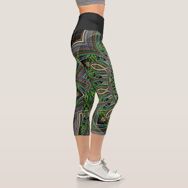 Patrón de arte fractal Neon Mandala Leggings de yo (Derecha)