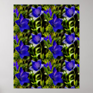 Patrón de arte natural de las flores azules