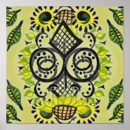 Patrón de arte popular de girasol