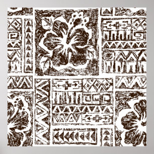 Patrón de arte tribal tropical de hawaiano indígen