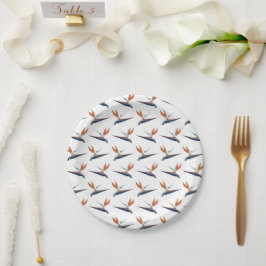 Patrón de ave del paraíso en plato de papel para f