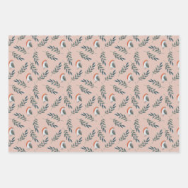 Patrón de ave y hojas de invierno