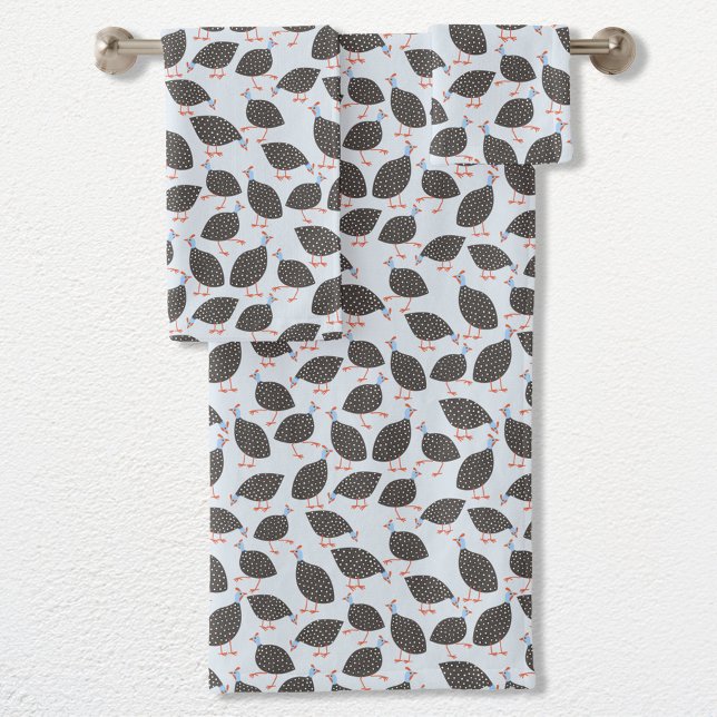 Patrón de aves de corral de Guinea (Fun Guine Fowl bird pattern bathroom towels)