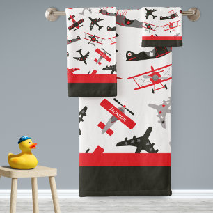 Patrón de avión militar retro rojo y negro para la