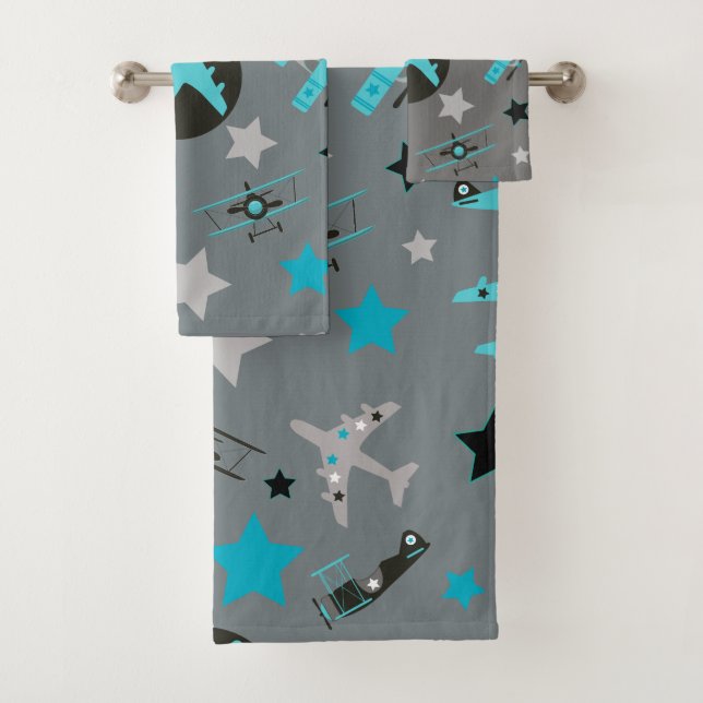 Patrón de aviones gris azules personalizado (In situ)