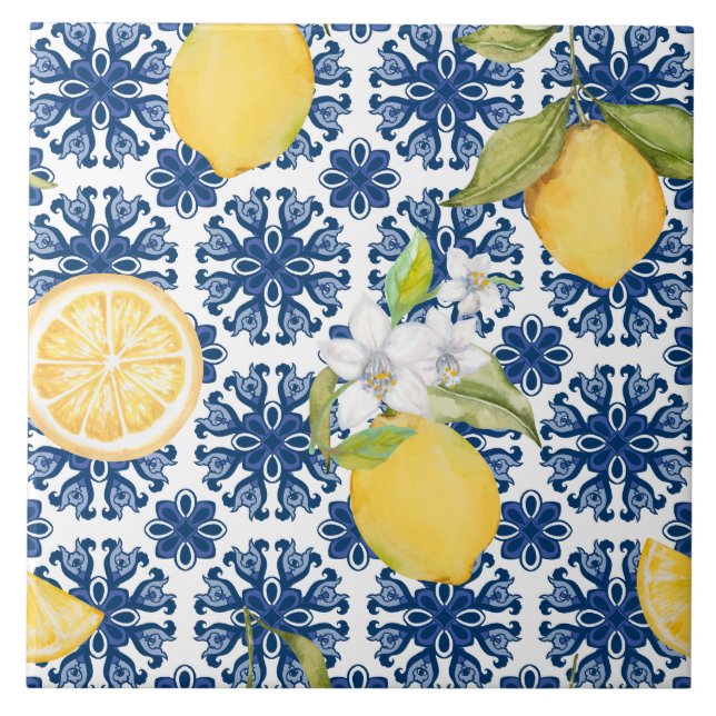 Patrón de Azulejo de Limón Mediterráneo (Frente)