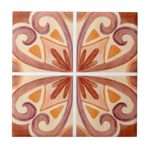 Patrón de azulejo de Talavera español de terracota