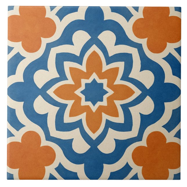Patrón de azulejo floral geométrico marroquí moder (Frente)