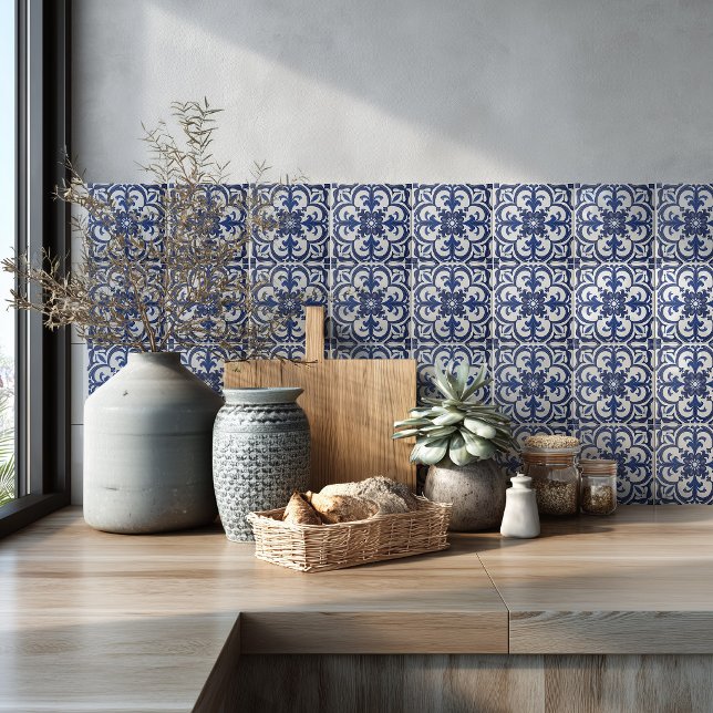 Patrón de Azulejo Mediterráneo Azul Salpicadero (Subido por el creador)