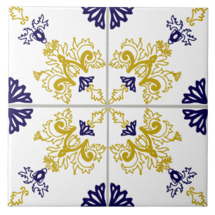Patrón de azulejo mediterráneo floral Talavera