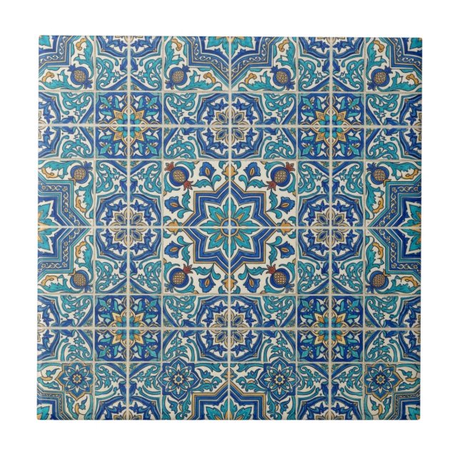 Patrón de azulejo vintage marroquí azul (Frente)