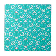 Patrón de azulejos marroquíes florales turquesa