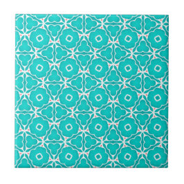 Patrón de azulejos marroquíes florales turquesa