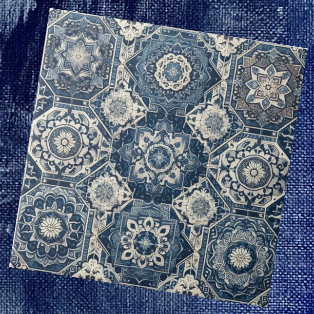 Patrón de azulejos marroquíes mediterráneos azules (Subido por el creador)