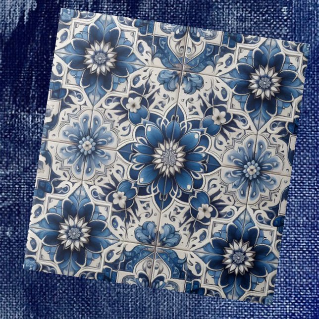 Patrón de azulejos marroquíes mediterráneos azules (Subido por el creador)