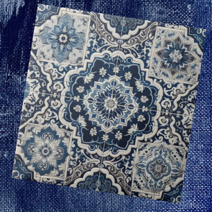 Patrón de azulejos marroquíes mediterráneos azules