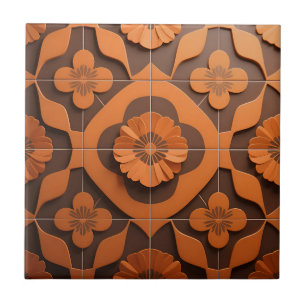 Patrón de Baldosa Geométrica de Medallón Floral Na