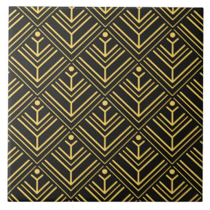 Patrón de baldosas negras de oro Art Deco