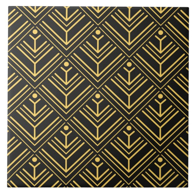 Patrón de baldosas negras de oro Art Deco (Frente)