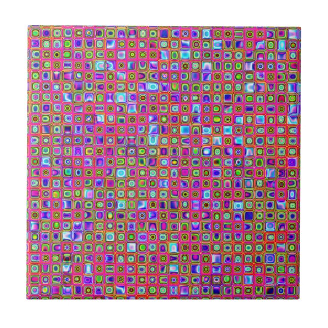 Patrón De Baldosas Rosadas, Verdes Y Moradas Funky (Frente)