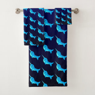 Patrón de ballenas azul personalizado en azul mari