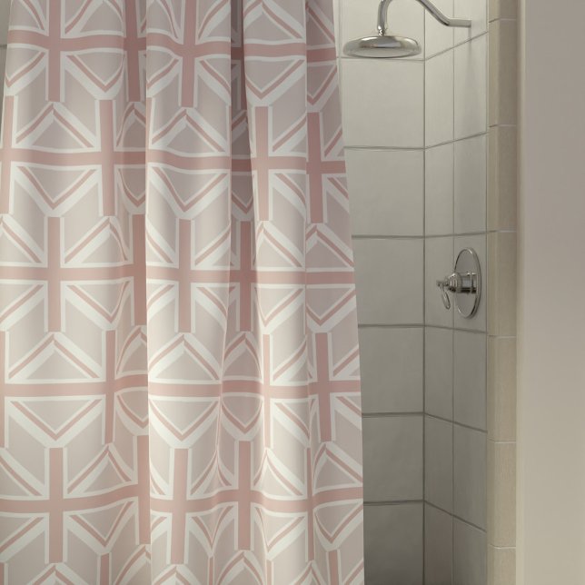 Patrón de bandera rosa Unión Jack Cortina de ducha (A fun flag pattern shower curtain. Long Live Long Showers!)