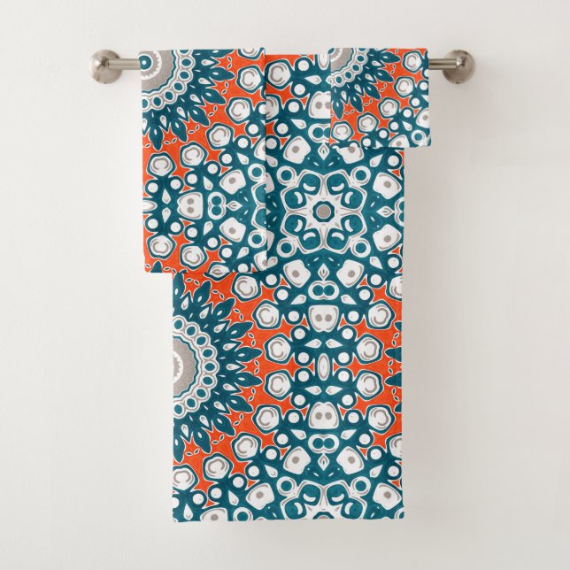 Patrón de baño de mandala de coral teal (In situ)
