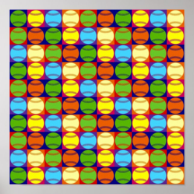 Patrón de baseballs de arte pop (Frente)