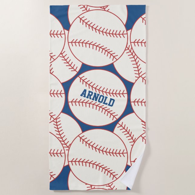 Patrón de béisbol personalizado Toalla de playa az (Anverso)