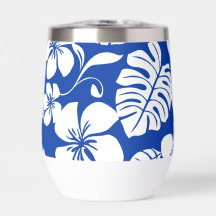 PATRÓN DE BIKINI ROSA EN AZUL REAL