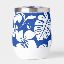 PATRÓN DE BIKINI ROSA EN AZUL REAL