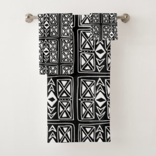 Patrón de Boho Geométrico de Zigzag Blanco y Negro