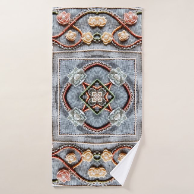 Patrón de bordado con encaje de hilo de algodón, p (Toalla de baño)