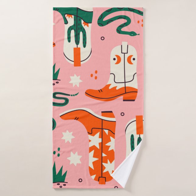 Patrón de botas de vaquero variado (Toalla de baño)