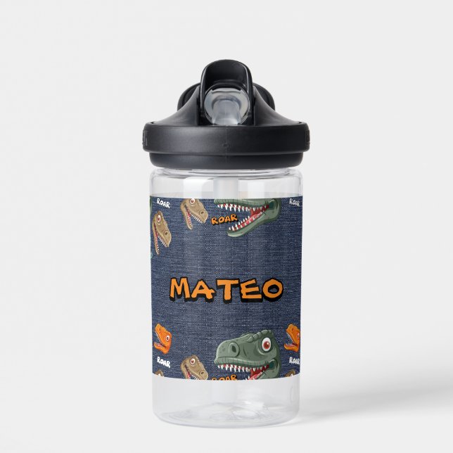 Patrón de botella de agua de dinosaurio audaz para (Delante)