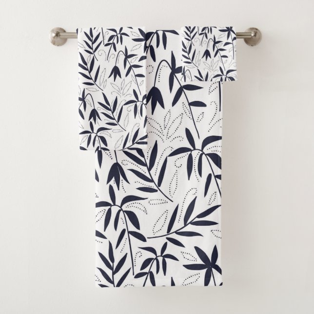 Patrón de brotes de bambú blanco y azul (In situ)