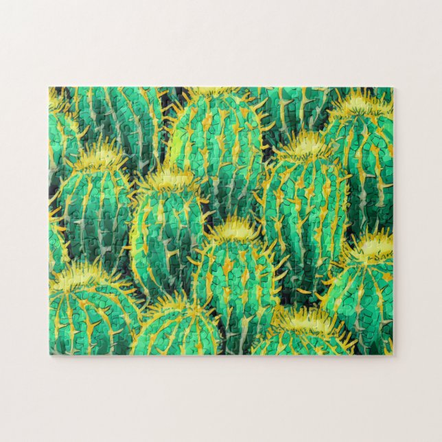 Patrón de Cactus 3 Puzzles de fotos de rompecabeza (Horizontal)
